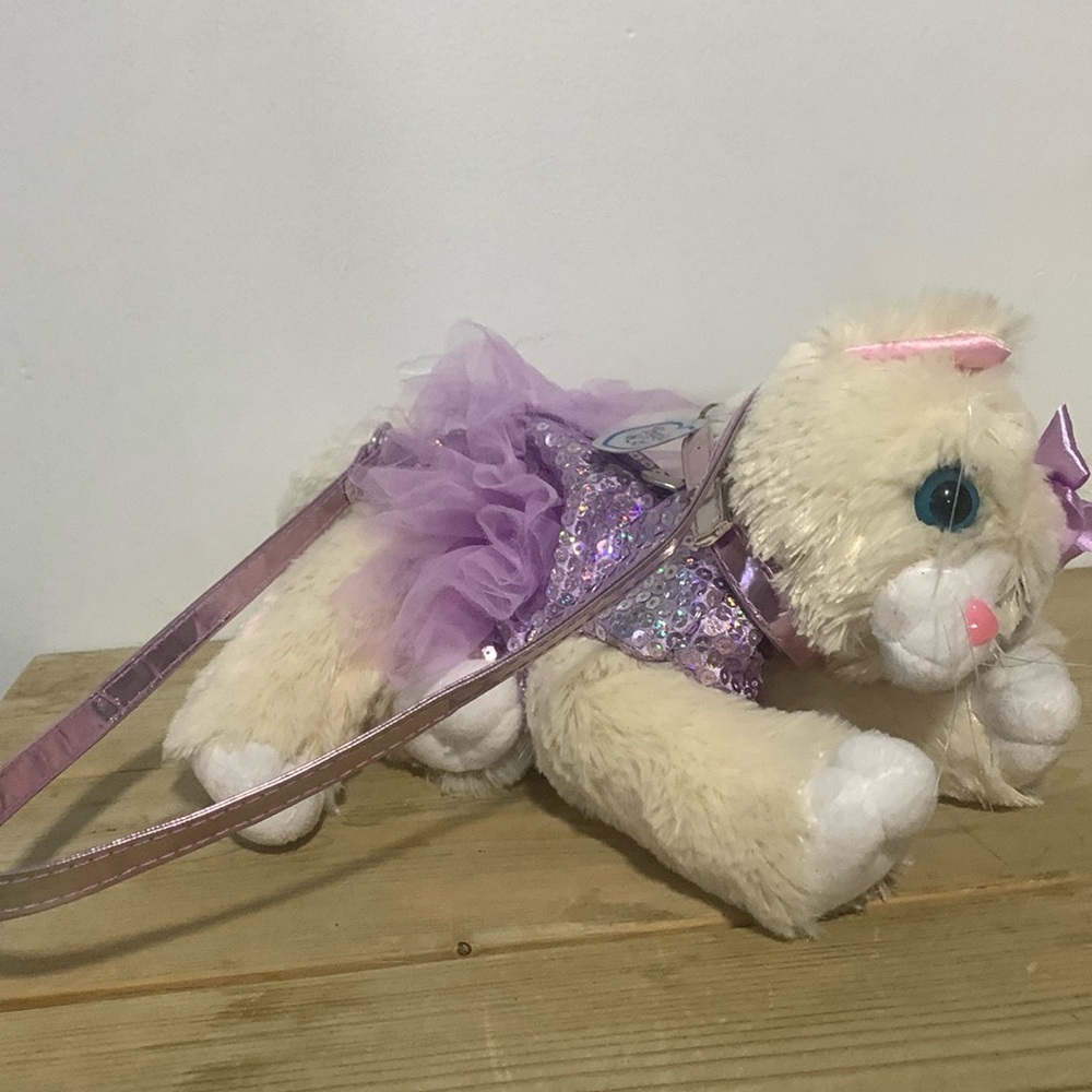 Poochie & Co. Lavender Sequin Plush Cat-Shaped Purse
